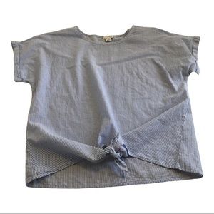 J. By J. Crew Striped Short Sleeved Tie Front Top